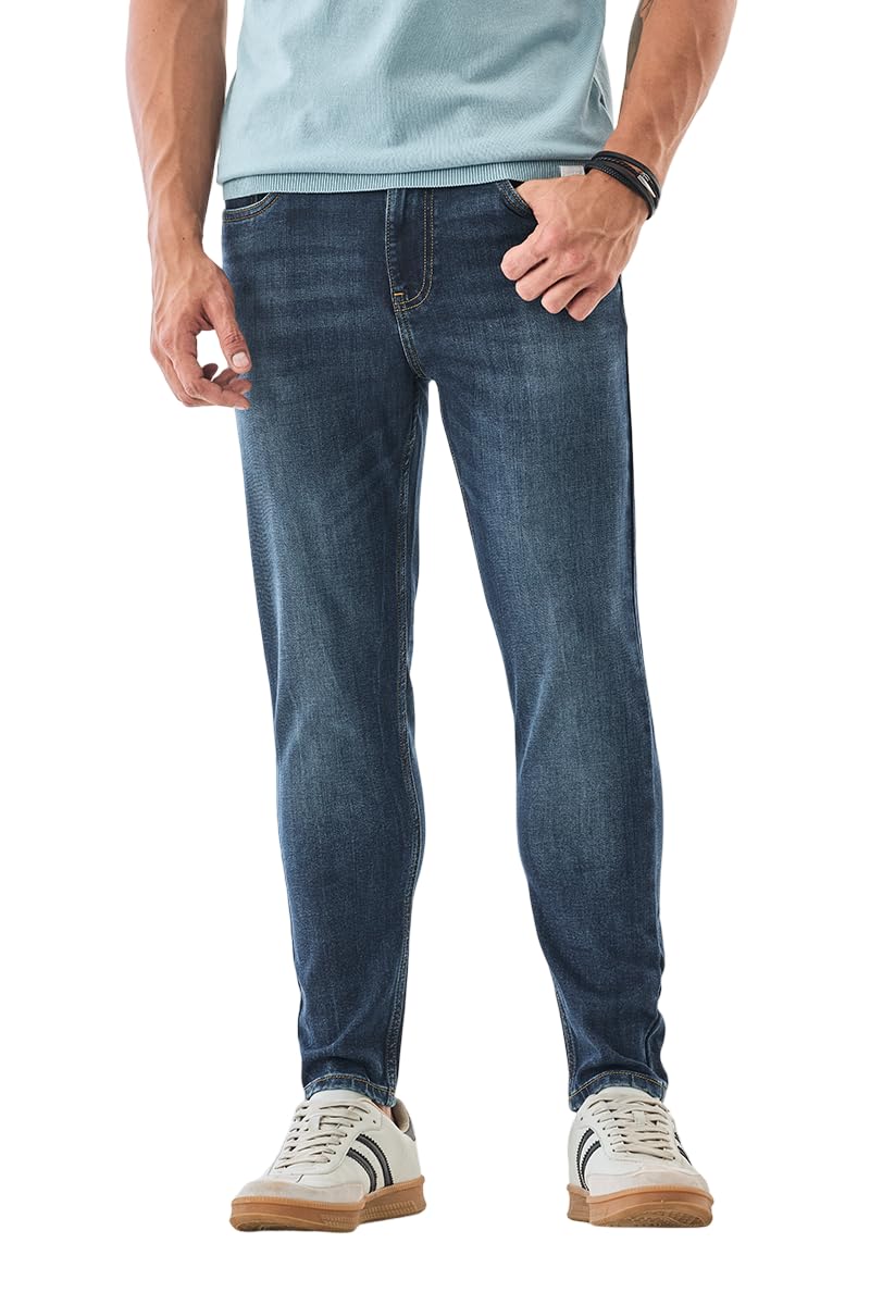 Men Denim Jeans | Skinny Fit Mid Rise Stone-Wash Design | 100% Cotton & Medium-Stretch Fabric for Streetwear & Casual Everyday Use-image-16