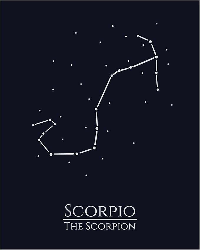12 Zodiac Signs Wall Art Print, Astrology Decor for Home, Bedroom, Living Room, Office, 11x14 Unframed Poster Print, Scorpio Horoscope Constellation Design, Celestial and Mystic Aesthetic Gift