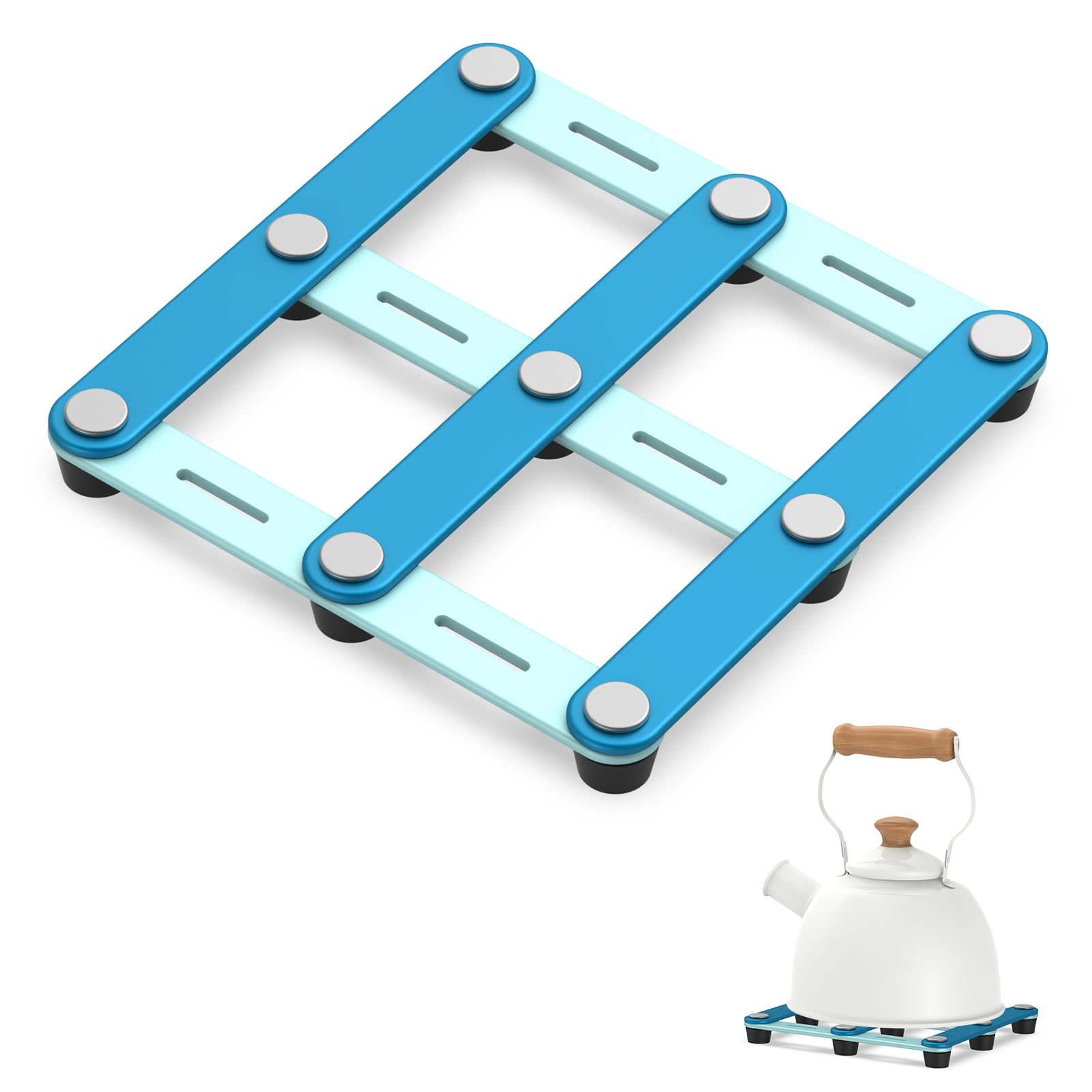 Photo 1 of BURLIHOME Stainless Steel Trivets (2 Pack, Blue)