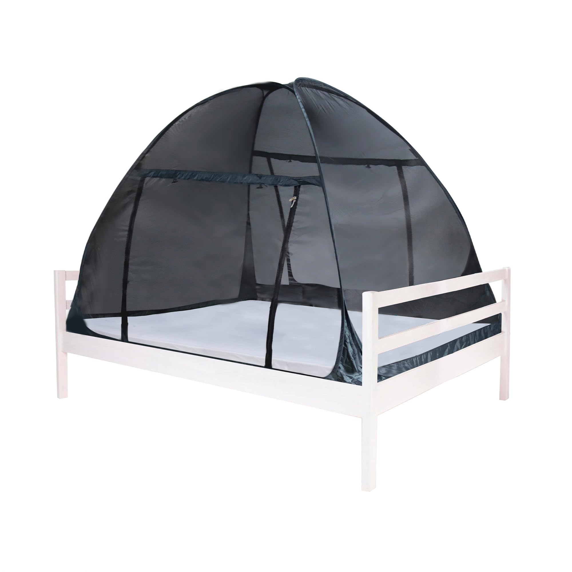Deryan Moskitonetz Bett für 2 Personen - Faltbares Bett-Moskitonetz, Tragbares Reise-Moskitonetzzelt, Einzeltür-Moskito-Campingvorhang, 200×180 cm - Schwarz