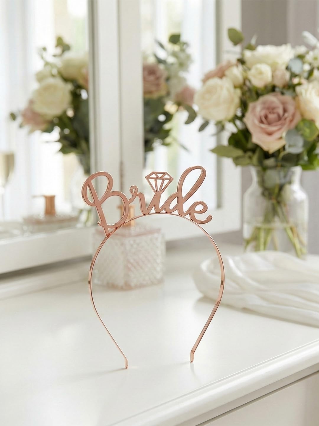 OMID Rose Gold Bride Hair Band for Women, Bachelorette and Bridal Party Occasions 1