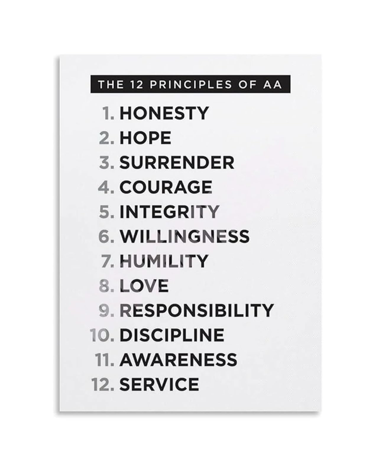 SSOPTMCB Inspirational Sobriety Poster - 12 Principles of for Recovery and Decoration(Framed,16x24inch(40x60cm))