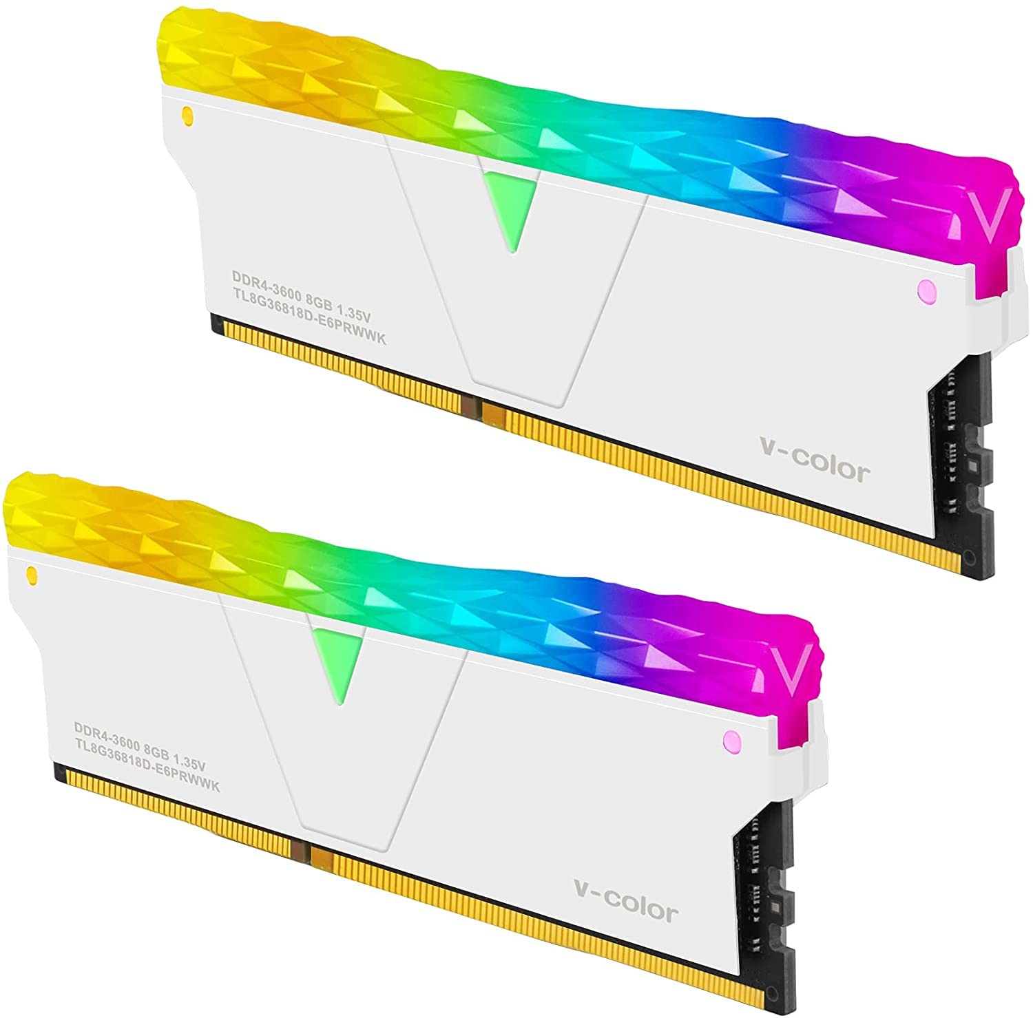 V-Color Prism Pro RGB U-DIMM (White H/S) 16GB (2x8GB) 3600Mhz 1Gx8