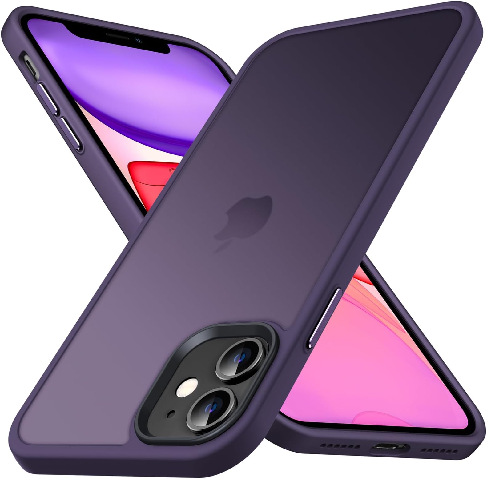 Anqrp Designed for iPhone 11 Square Case, [Military Shockproof] Super Soft Silicone Slim Translucent Matte Protective Phone Cover, Compatible with iPhone 11 6.1", Deep Purple