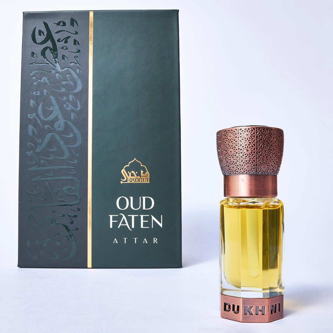 Dukhni Oud Faten Attar Refreshing scents blended with Oud | Authentic Arabic Fragrance Oil | 100% Pure, Alcohol-Free, Halal | 1 bottle x 6ml