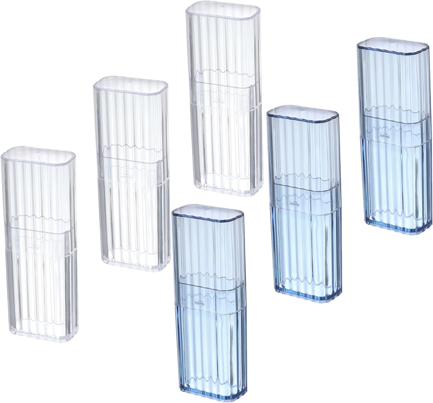 6PCS Durable Cotton Swab Holder,Thickened Wavy texture Travel Swab Case,Portable Cotton Swab Box,Transparent Makeup Sponge Cotton Swabs Box for Storing Cotton Balls,Cotton Swabs,Rubber(As Shown)