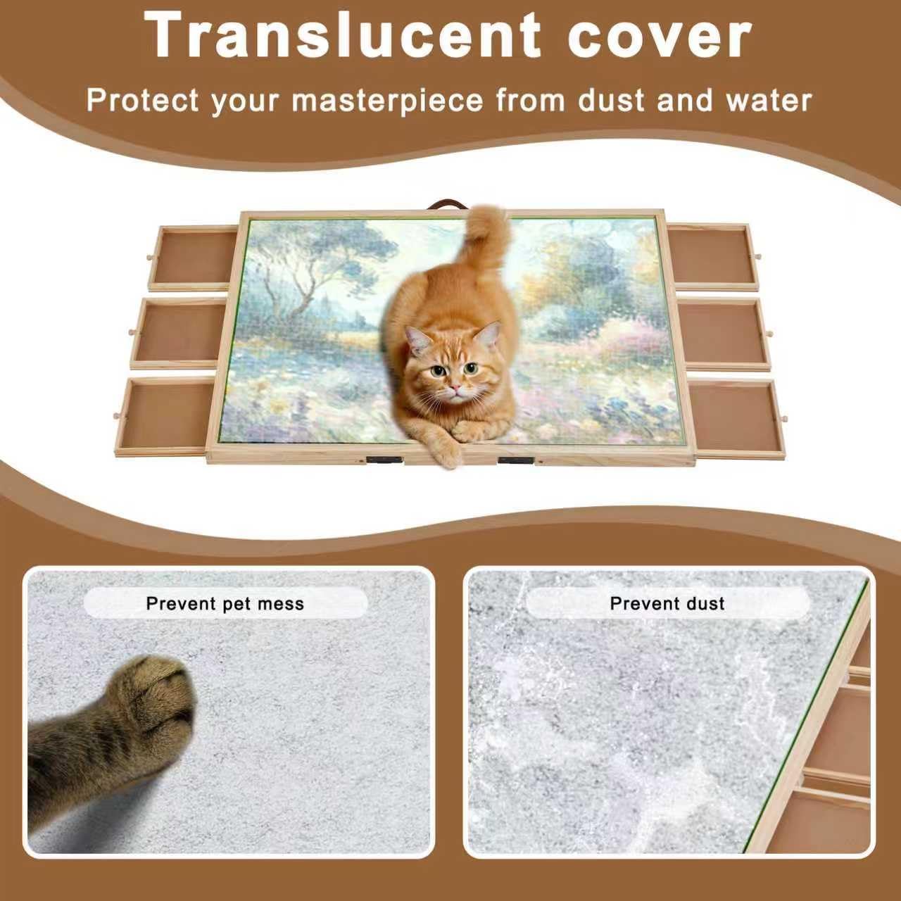 Rotating Puzzle Board 1500 Pieces with 6 Drawers and Cover,Portable Jigsaw Puzzle Board for Adults with 4 Adjustable Tilting Angles, Puzzle Table with Lazy Susan Spinning Cover 35.4" X 25.9".
