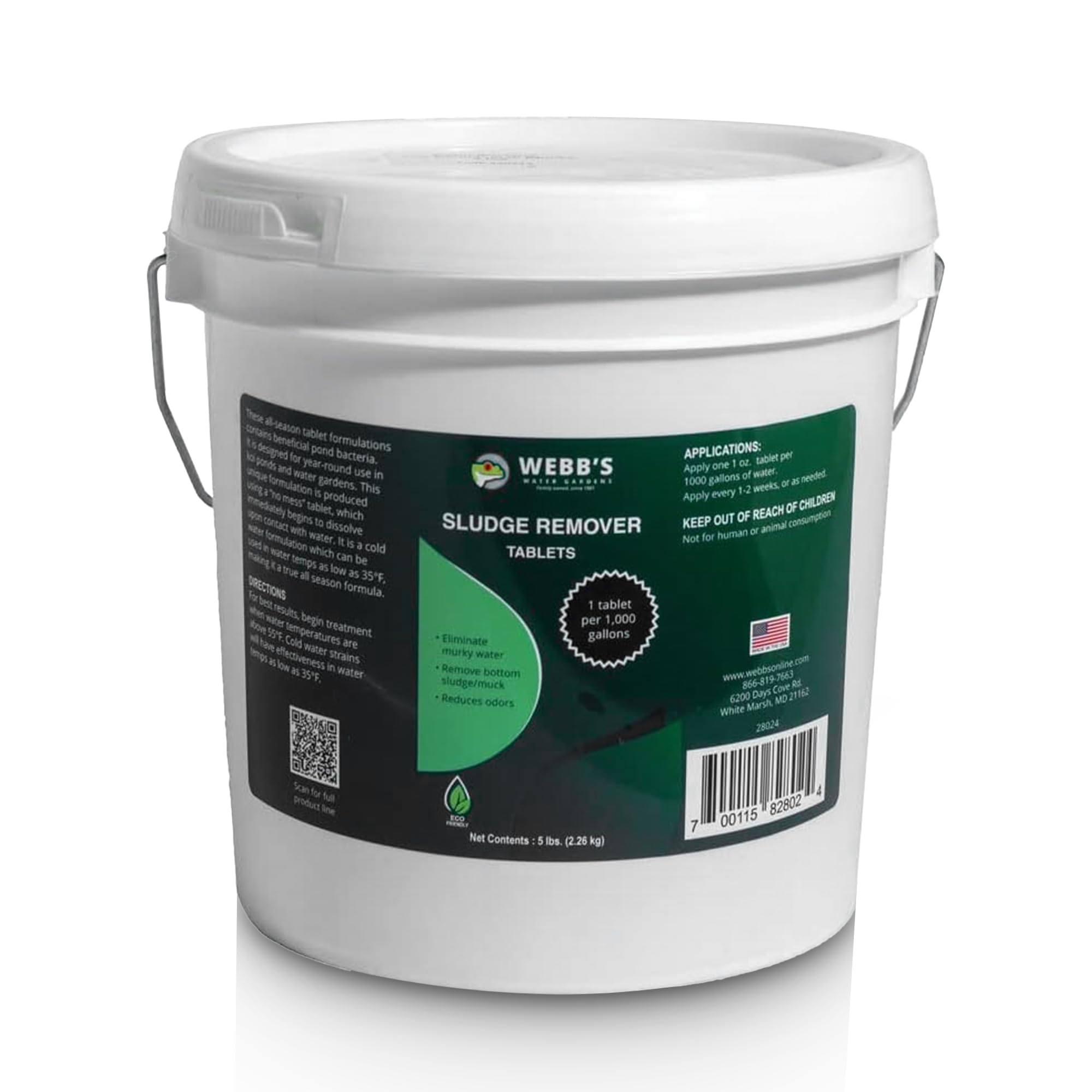 Pond Muck and Sludge Remover Treatment - Beneficial Bacteria Pond Cleaner and Sludge Removal Tablets for Fish Ponds and Lake Applications - 80 Tablet Container