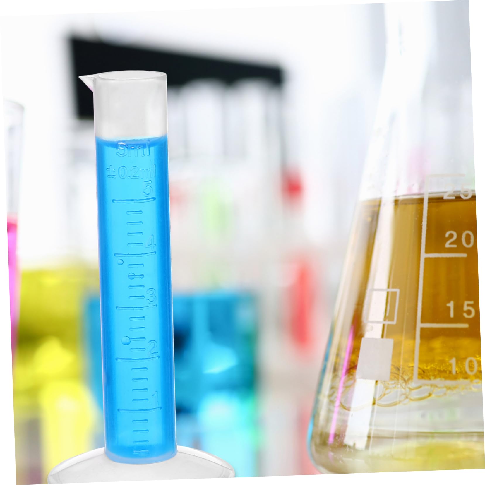 PartyKindom 3sets Cilindri Graduati e Becher Plastica Con Pipette Trasferibili e Spazzola Per Provetta Strumenti Di Misurazione Per Laboratorio e Cucina Capacità Elevata Resistente Solventi