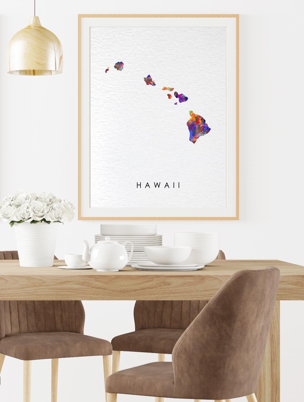 Dignovel Studios 11X14 Unframed Hawaii Hometown State Abstract Watercolor Art Print Poster Geography Wall Hanging Decor DN945