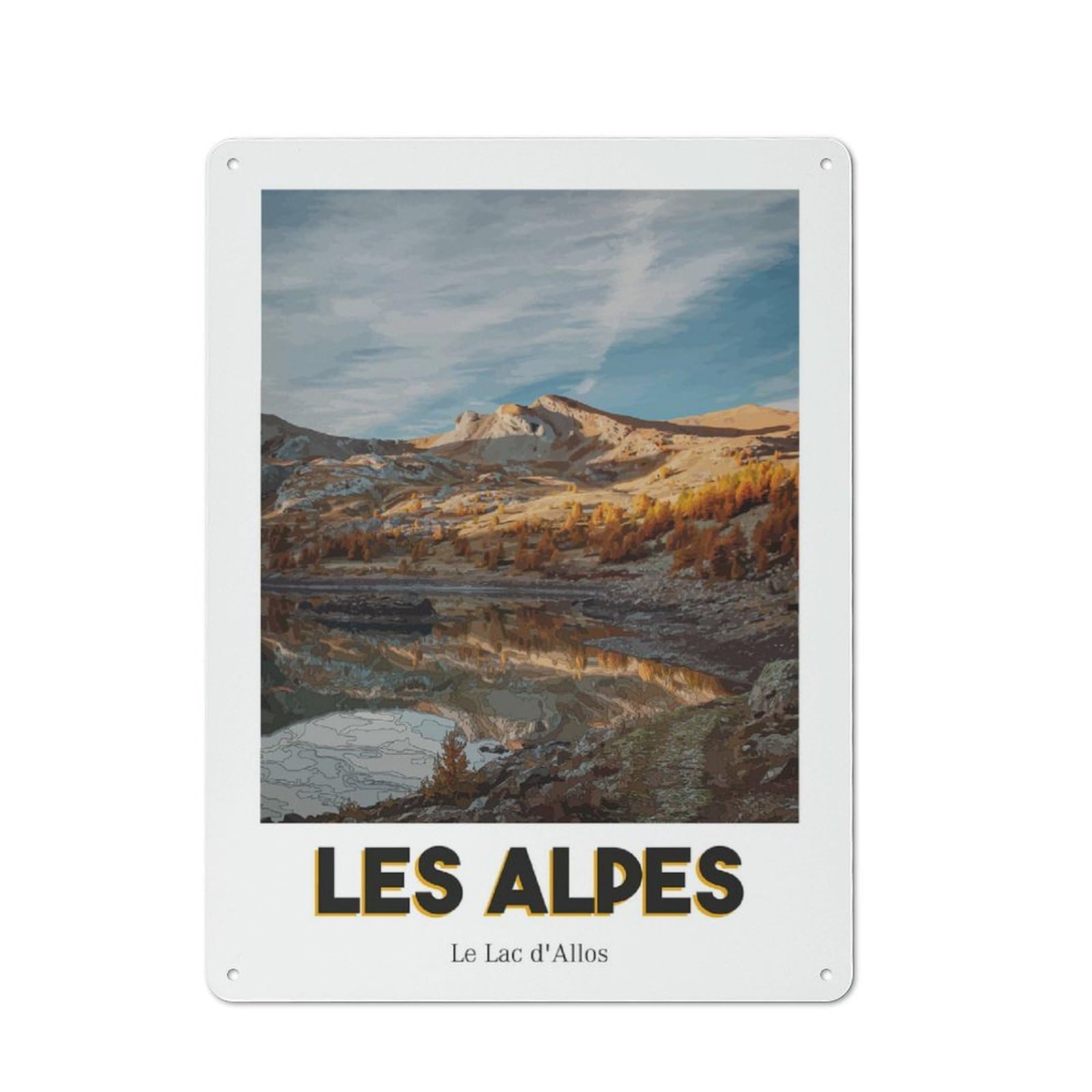 Junmoney Style-9 Cottage Style Allos Lake Decorative Tin Sign 40X30cm, Rustic Kitchen Decor For Kitchen, Cottage, Porch Or Garden Room