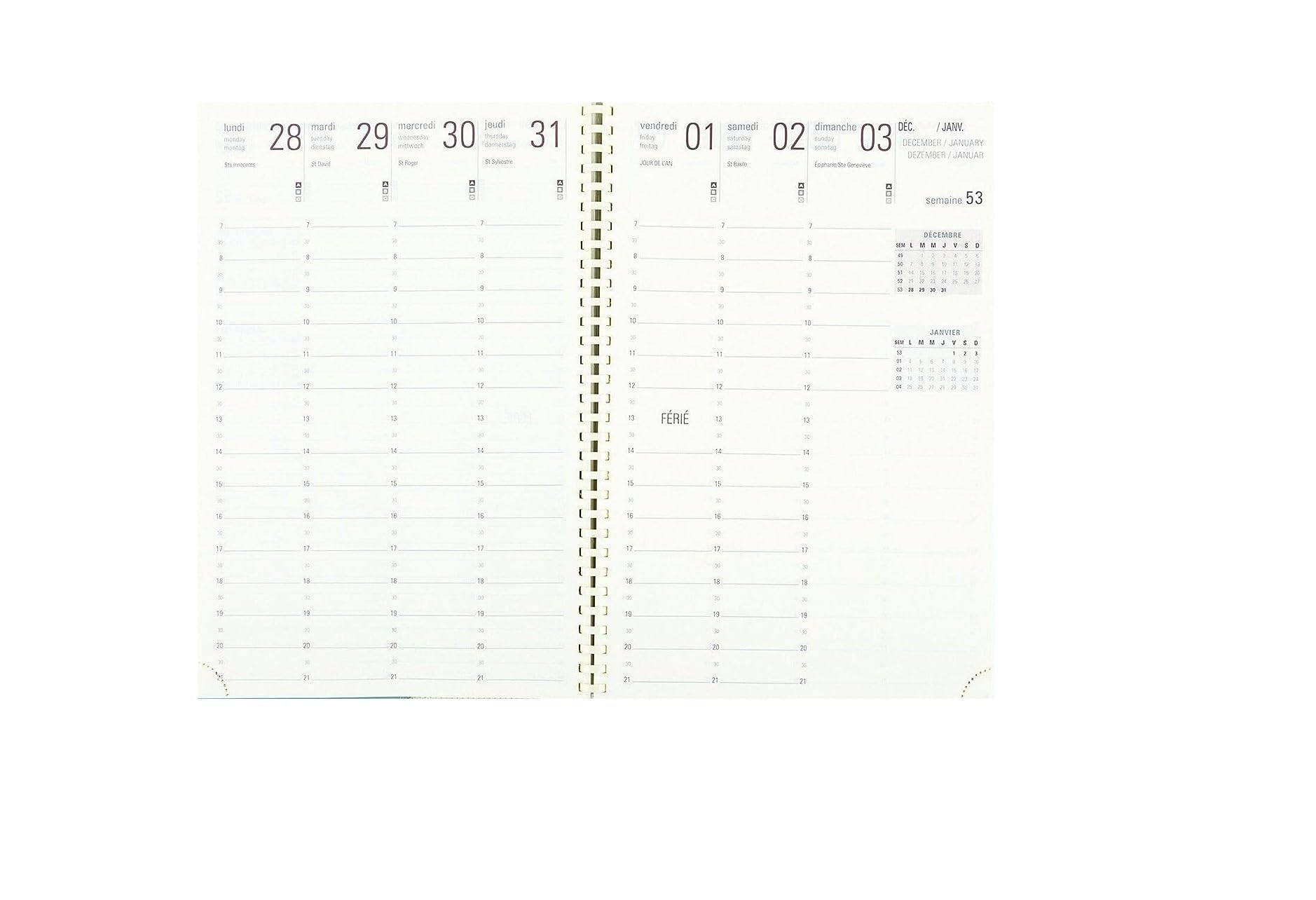 OBERTHUR Agenda Organiseur Semainier Kent Spiralé 2026 - 21x27 Cm Couverture Noire Bilingue Français/Anglais