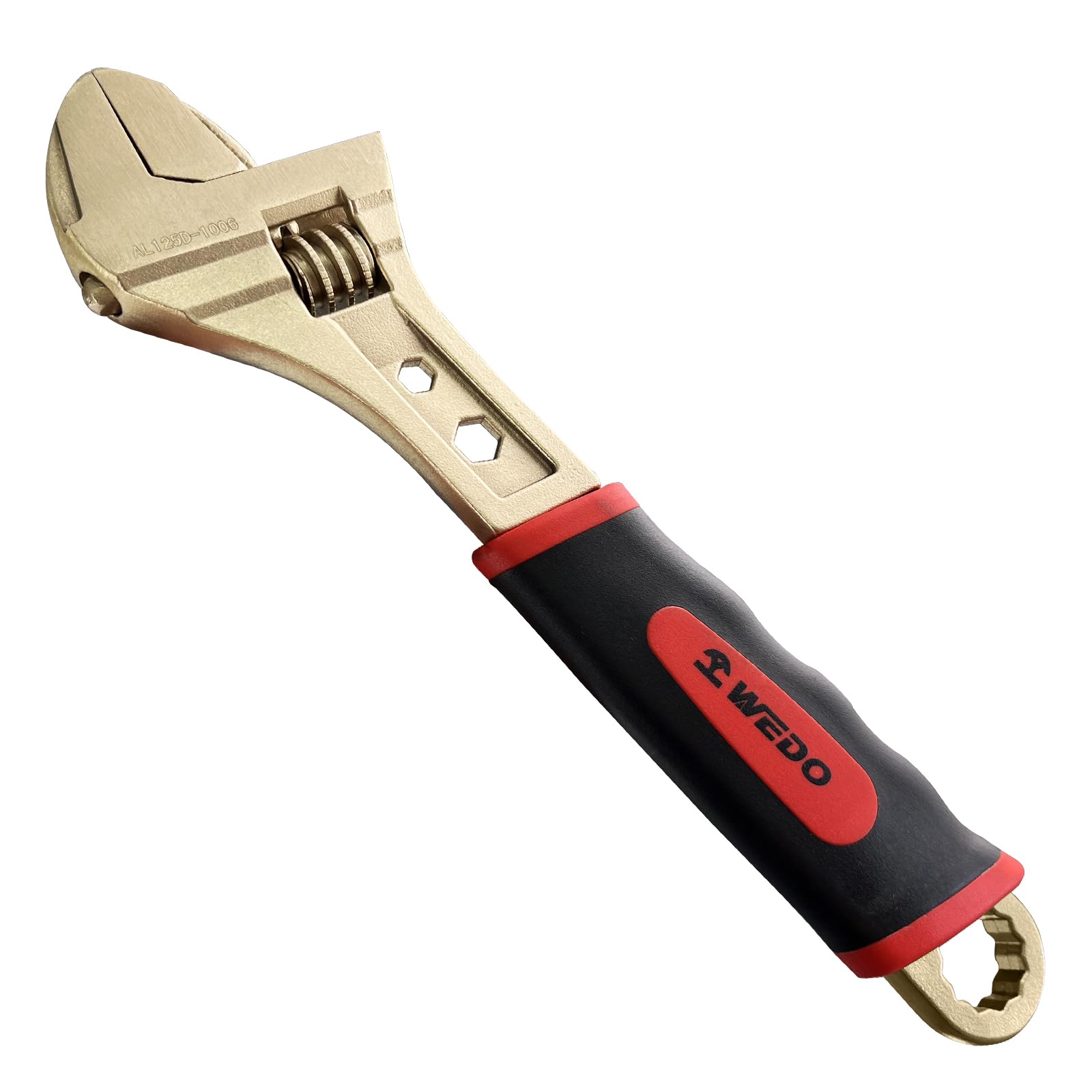 WEDO Llave ajustable sin chispas con mango de plástico, tamaño 36 x 300 mm, llave ajustable multifuncional de seguridad sin chispas de 12 pulgadas, bronce de aluminio, estándar DIN, certificado BAM y