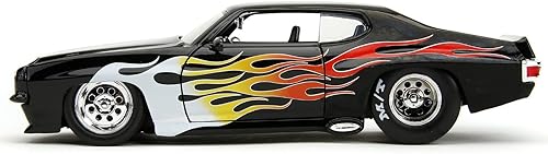 Miniatura 5 de 1971 Pontiac GTO Negro con Gráficos de Llama Bigtime Muscle Series 124 Modelo de coche fundido a presión por Jada 35022