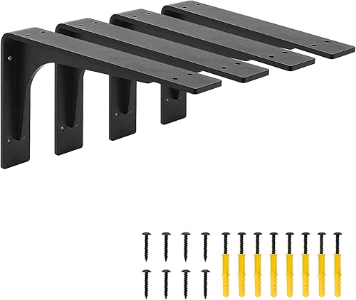 Soportes de estante de 10 x 6 pulgadas, soportes de estante L, carga máxima de 300 libras, ángulo vertical, soporte de estante de metal de aleación