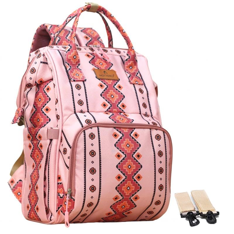 Motherly VivaLuxe Baby Bag for Mother Travel with Warranty/Diaper Bag with Insulated Baby Bottle Pocket/Diaper Bag for Mothers for Travel with Multi Compartments, Diaper Bags for Mom (Pink)