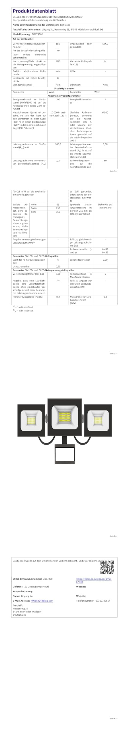 Projecteur LED avec détecteur de mouvement, 100 W, 10 000 lm, 3 têtes réglables, blanc froid 6 500 K, avec télécommande, étanche IP65, pour garage et jardin