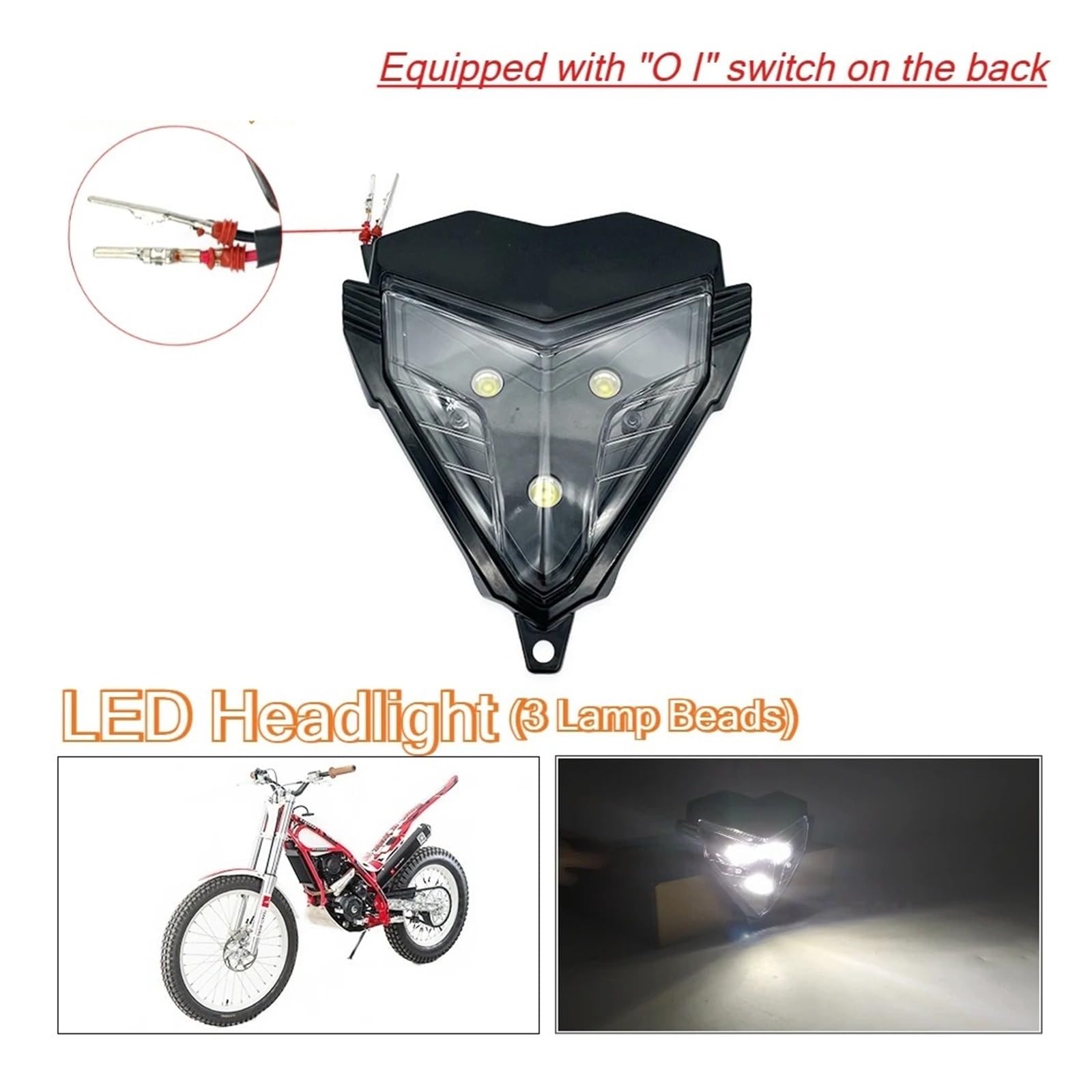 Ensemble De Phares Moto À LED Phare Avant Feux Course Avec Interrupteur Commande Pièce Universelle Phare Universel Moto