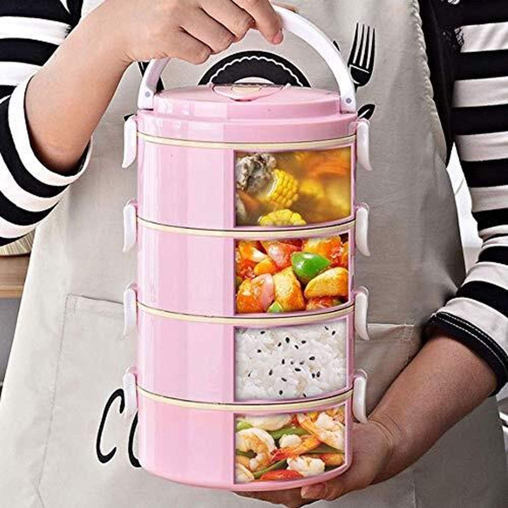 Portapranzo, bento impilabile in Acciaio Inox con Posate, Contenitore Termico a Tenuta stagna per Alimenti
