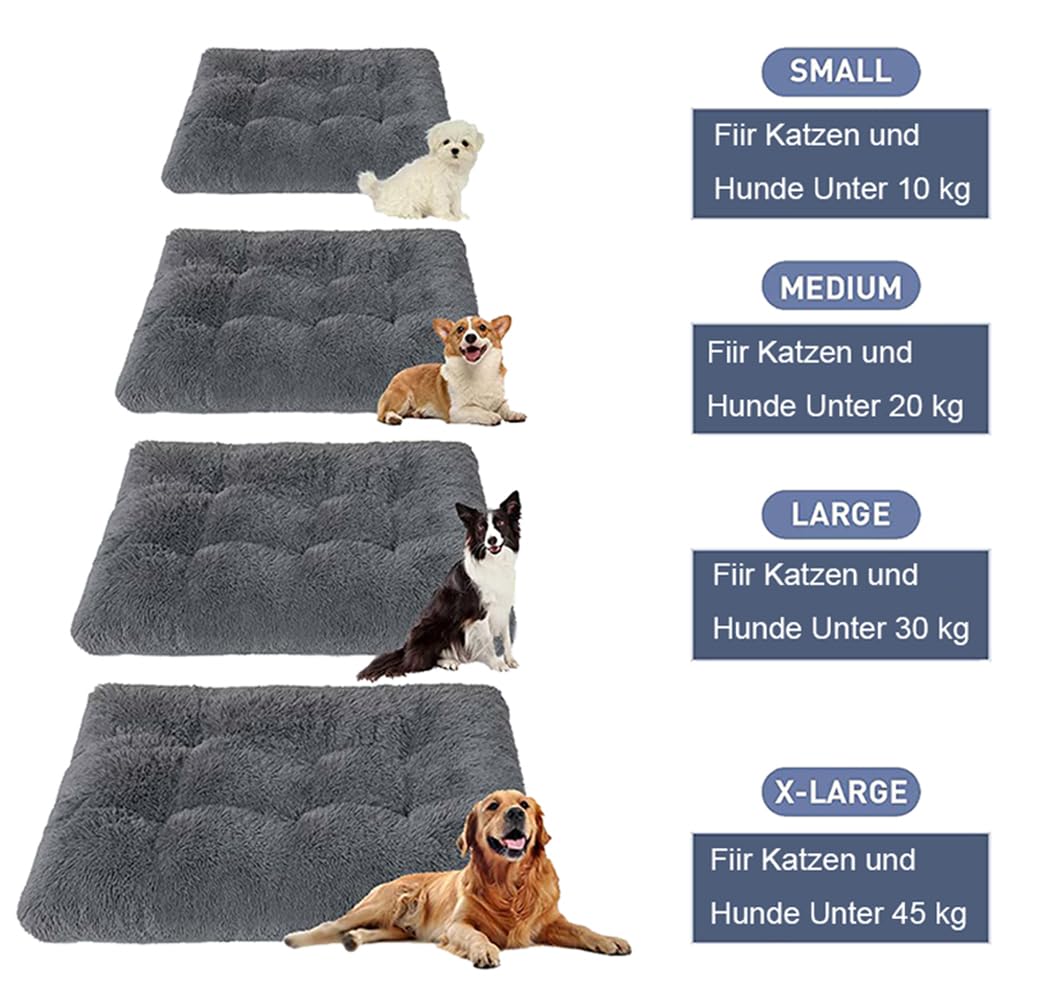 Hundebett Waschbar,Plüsch Flauschig Hundekorb Hundebett,Haustierbett,Hundesofa,Hundekissen,Rutschfestes Hundematte,Weich & Bequem,für Kleine,Mittlere Große Hunde Katzen,Dunkelgrau