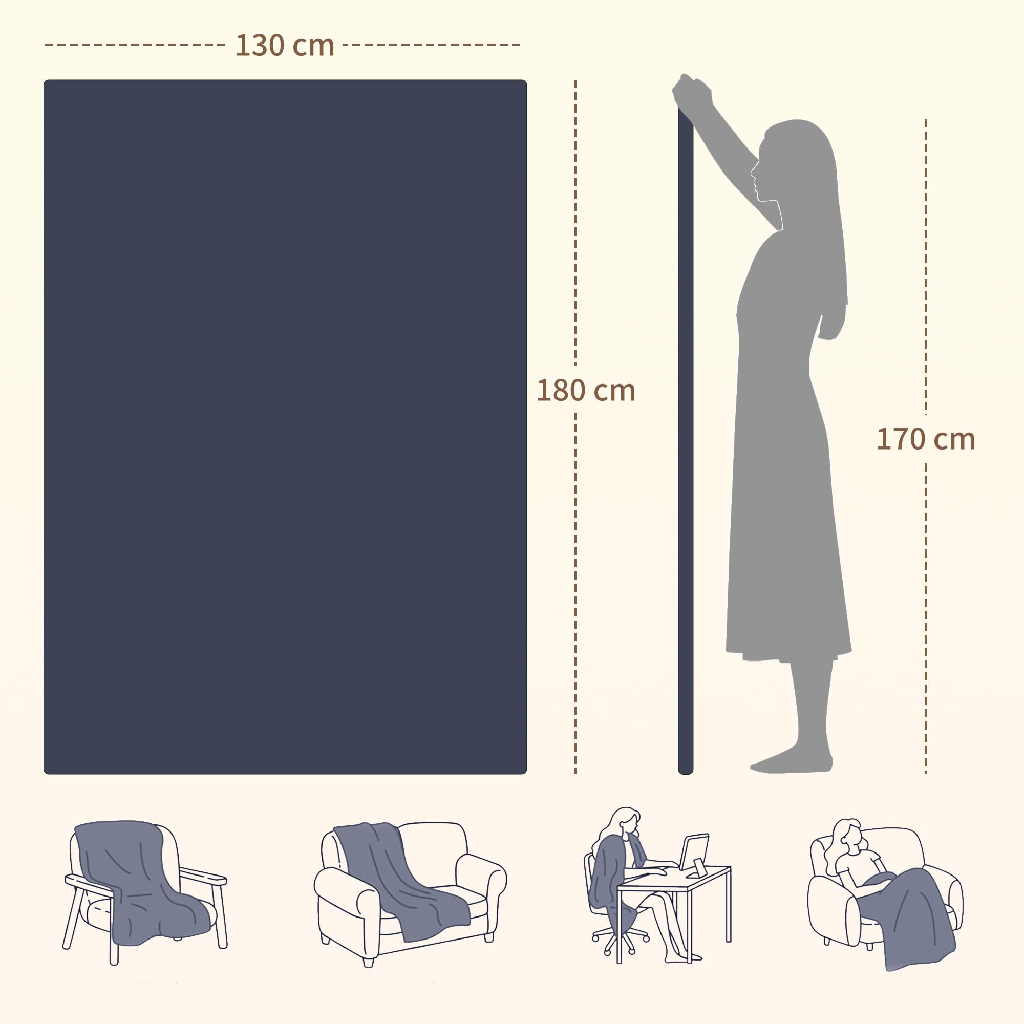 HOMCOM Manta Eléctrica Grande 180x130 cm con 9 Niveles de Temperatura y Temporizador, Manta Térmica de Coralina para Sofá, Pantalla LED, Lavable a Máquina, Protección contra Sobrecalentamiento, Azul