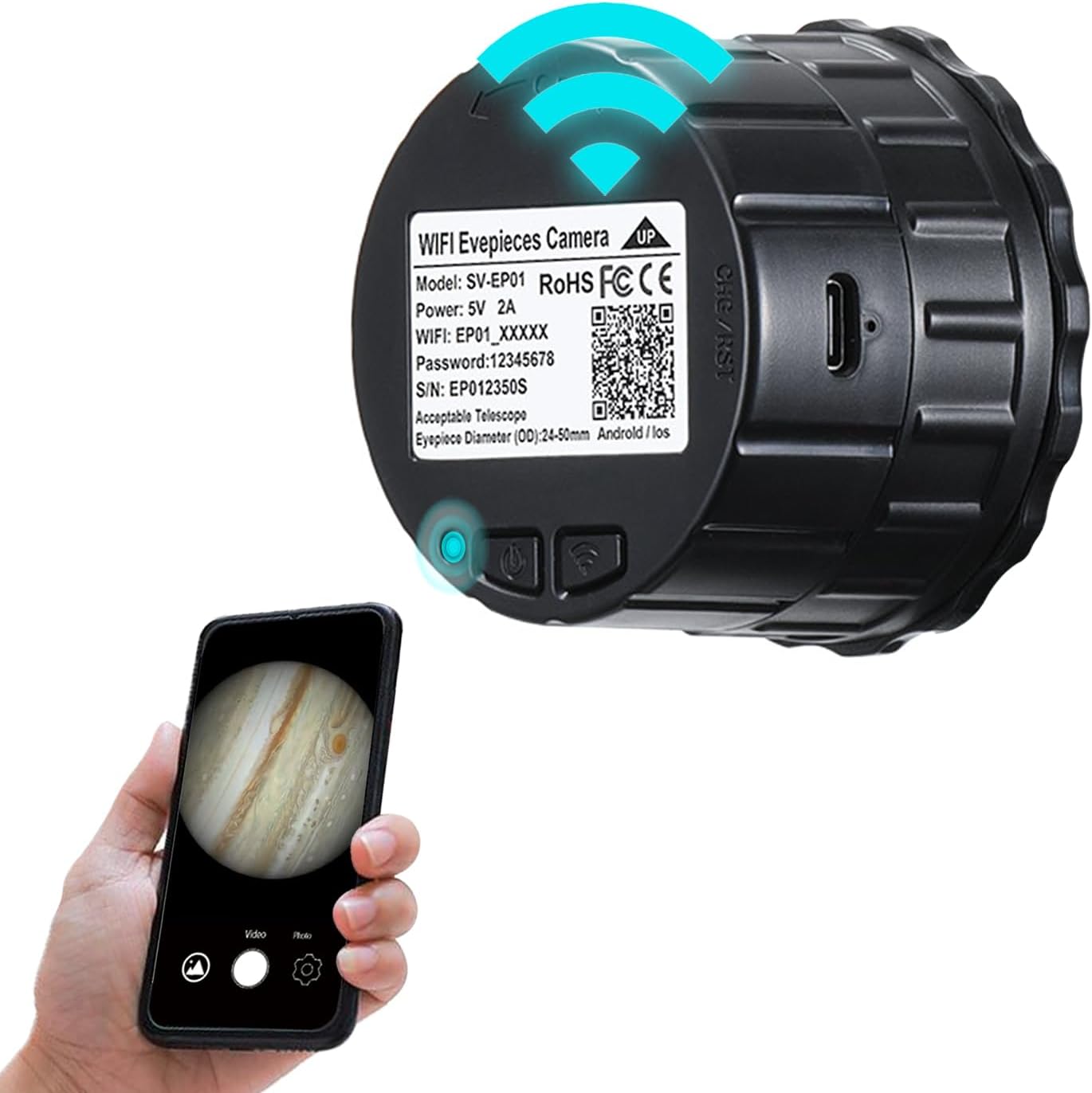 WiFi Telescope Eyepiece Camera 4MP Electronic Eyepiece for