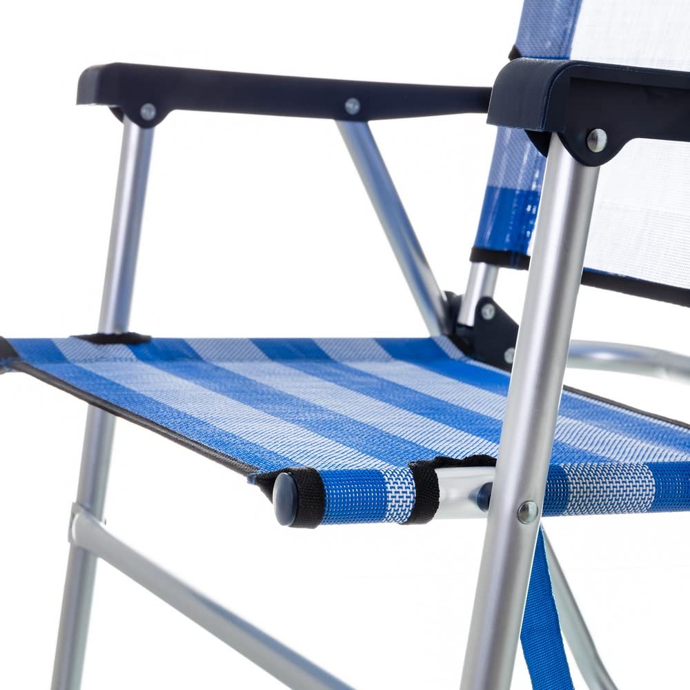 Lola Home Silla de Playa Plegable Azul Marino de Aluminio de 57x50x88 cm (S2404841)