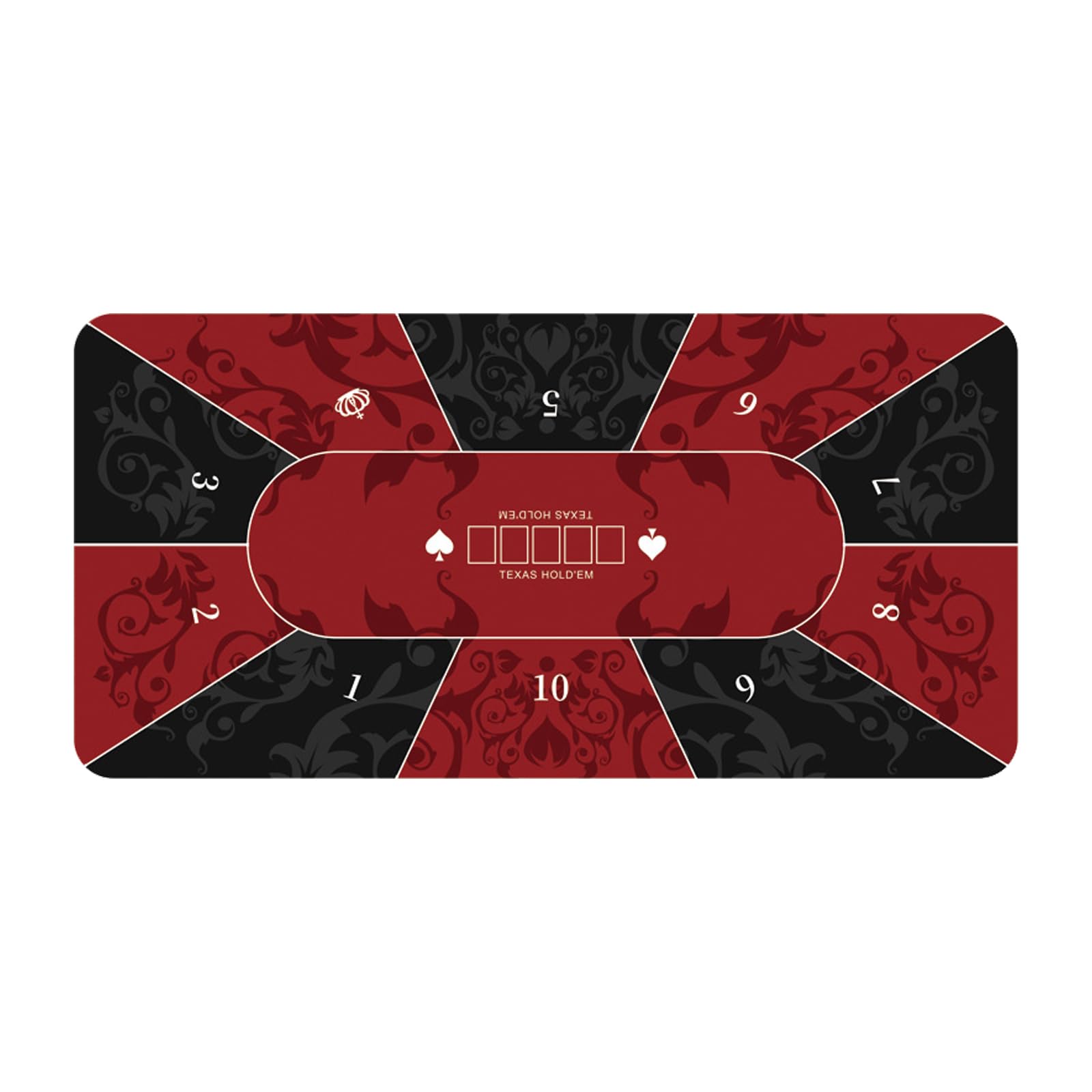 Przenośny gumowy stół do pokera, 10 graczy przenośny stół pokerowy mata górna, składana gumowa piankowa mata do pokera Texas Hold'em na stoły, antypoślizgowa mata do pokera(Red,M)