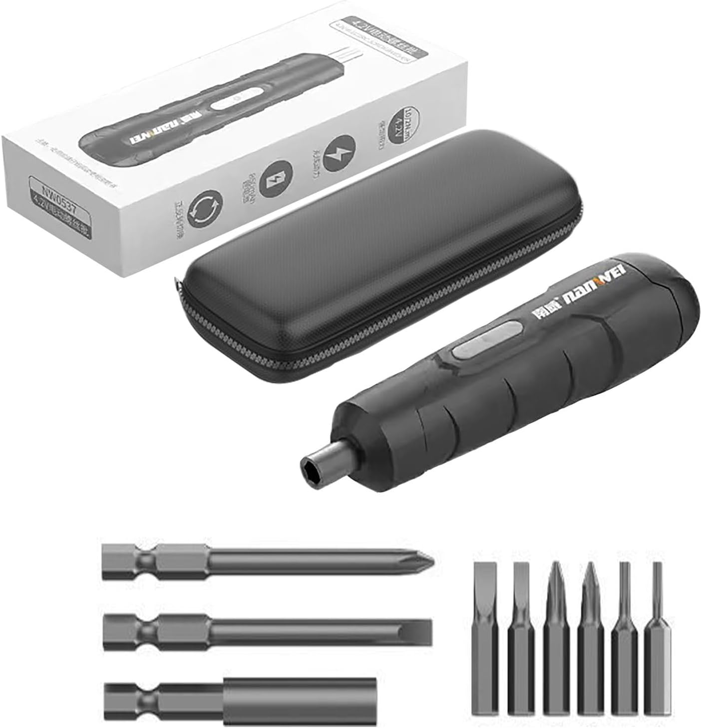 Compact and Versatile Handheld Electric Screwdriver Set - Rechargeable Integrated Design with Multiple Functions, Ideal for Home Use - Magnetic Electric Tool Kit for Screws and Bolts (9pc)
