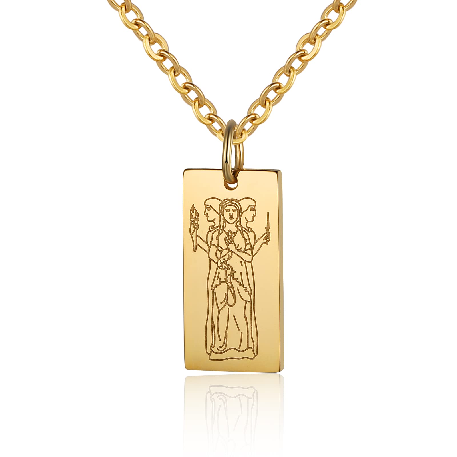 Susook Goddess Necklace for Women 18K Gold Plated Dainty Bar Pendant Stainless Steel Chain 20+2 inch Mythology Greek Jewelry Waterproof Non Tarnish