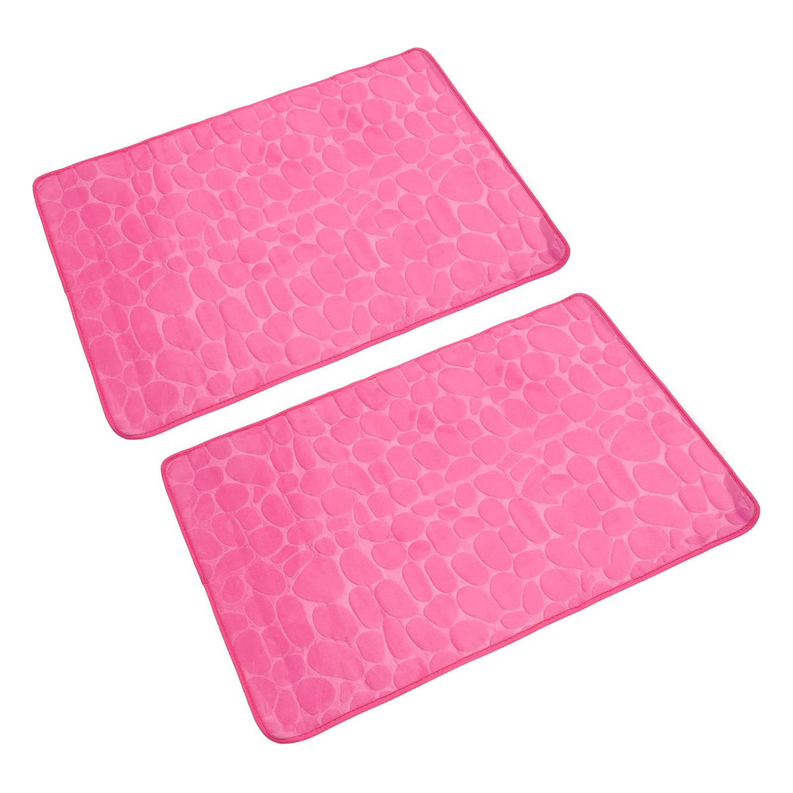 sourcing map Baño Alfombras 60x90cm, 2uds Adoquín Baño Alfombras Puerta Alfombras Memoria Espuma Baño Alfombra Antideslizante Absorbente Baño Alfombra para Baño Suelo Bañera-Rosa Rojo