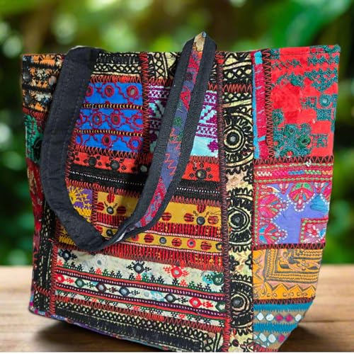 Handmade Vintage Banjara Embroidered Patchwork Shoulder Bag – Boho Tote Bag2