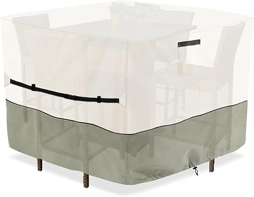 Funda cuadrada para muebles de patio de 5 piezas de altura de barra, 100% impermeable, para exteriores, 66 pulgadas, funda cuadrada de mimbre de