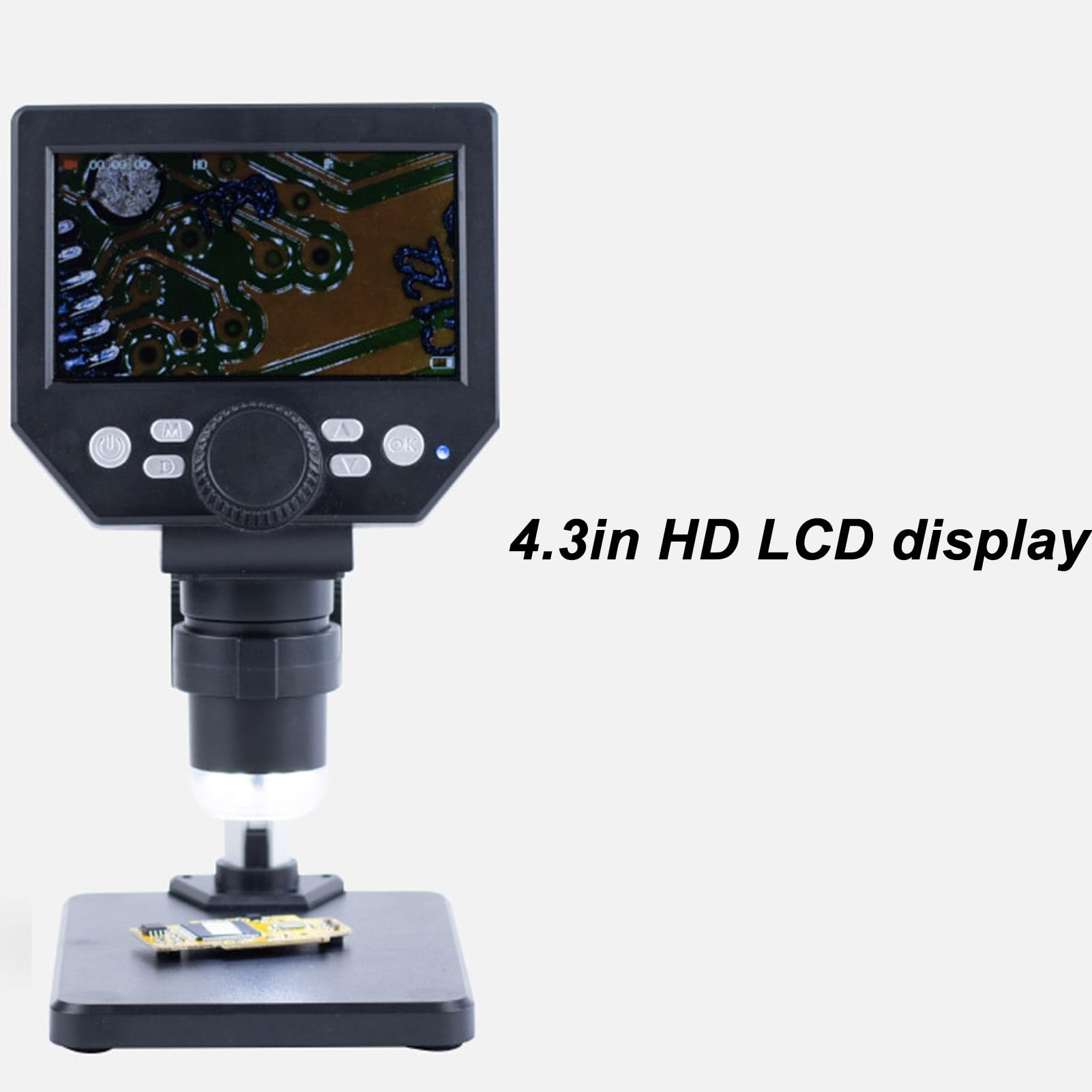 Eujgoov Fotocamera per Microscopio Digitale da 10 MP con Display LCD da 4,3 Pollici, Ingrandimento 1000X, Illuminazione LED, per Saldatura e Riparazione