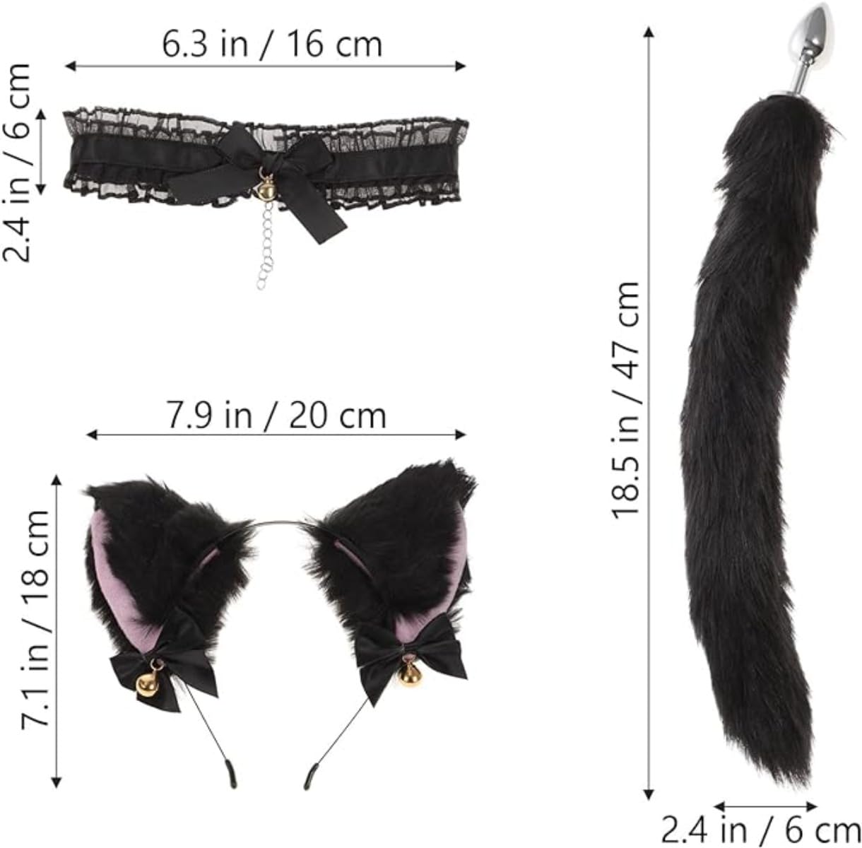 Fox Hair Tail et Ear Clips Halloween Costumes Accessoires Partie, Thanksgiving Cadeau de Noël - H