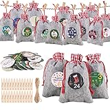 ❤️WEIT VERBREITET: Adventskalender zum Befüllen kann mit dem mitgelieferten Clip und Seil aufgehängt werden. Schaffen Sie eine starke Urlaubsatmosphäre für Ihre Familie. Die kleine Stofftasche kann auch als Innendekoration, Partydekoration, Weihnachtsdekoration, Geschenktüte verwendet werden.
