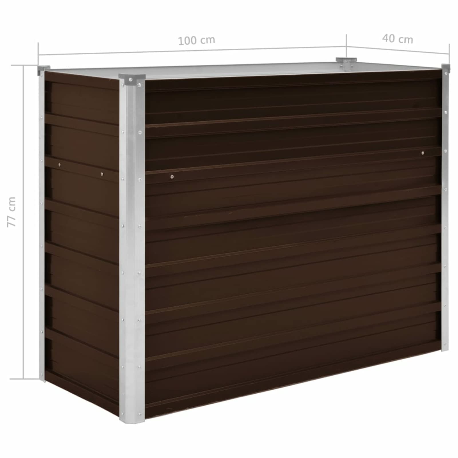 Arriate, Mesa De Cultivo, Huerto Domestico, Cultivo De Plantas Aromaticas, Arriate De Jardín, de Acero galvanizado marrón 100x40x77 cm
