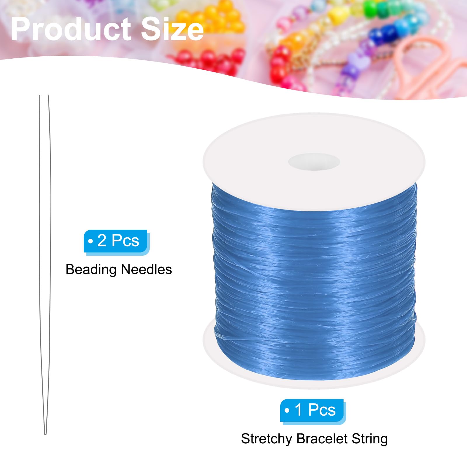 PATIKIL Elastic String for Bracelets, 0.8mm x 131-Yard Stretchy Bracelet String Stretch Bead Cord for Seed Beads, Jewelry and Bracelets Making, Sky Blue - Image 2