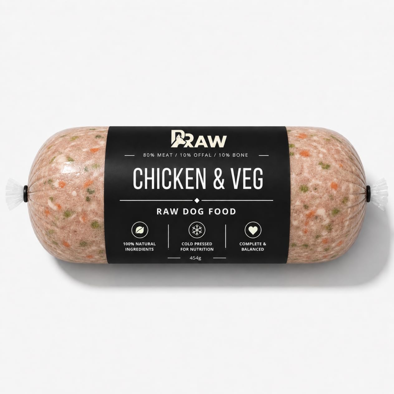 Prime Raw Mixed Frozen BARF Dog Food - 454g Rolls - Variety Flavours – Box of 10, 20, 30 Rolls - Premium Natural Barf Diet - High-Protein, Grain-Free & Nutrient-Rich (20, Chicken & Veg)