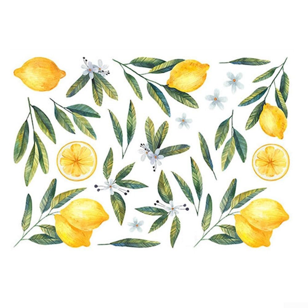 Fresh Fruit Wall Decal Sticker Set – 35 cm x 25 cm PVC Vinyl Home Decor for Smooth Walls & Mirrors, Plant-Themed Kitchen or Living Room Decorat