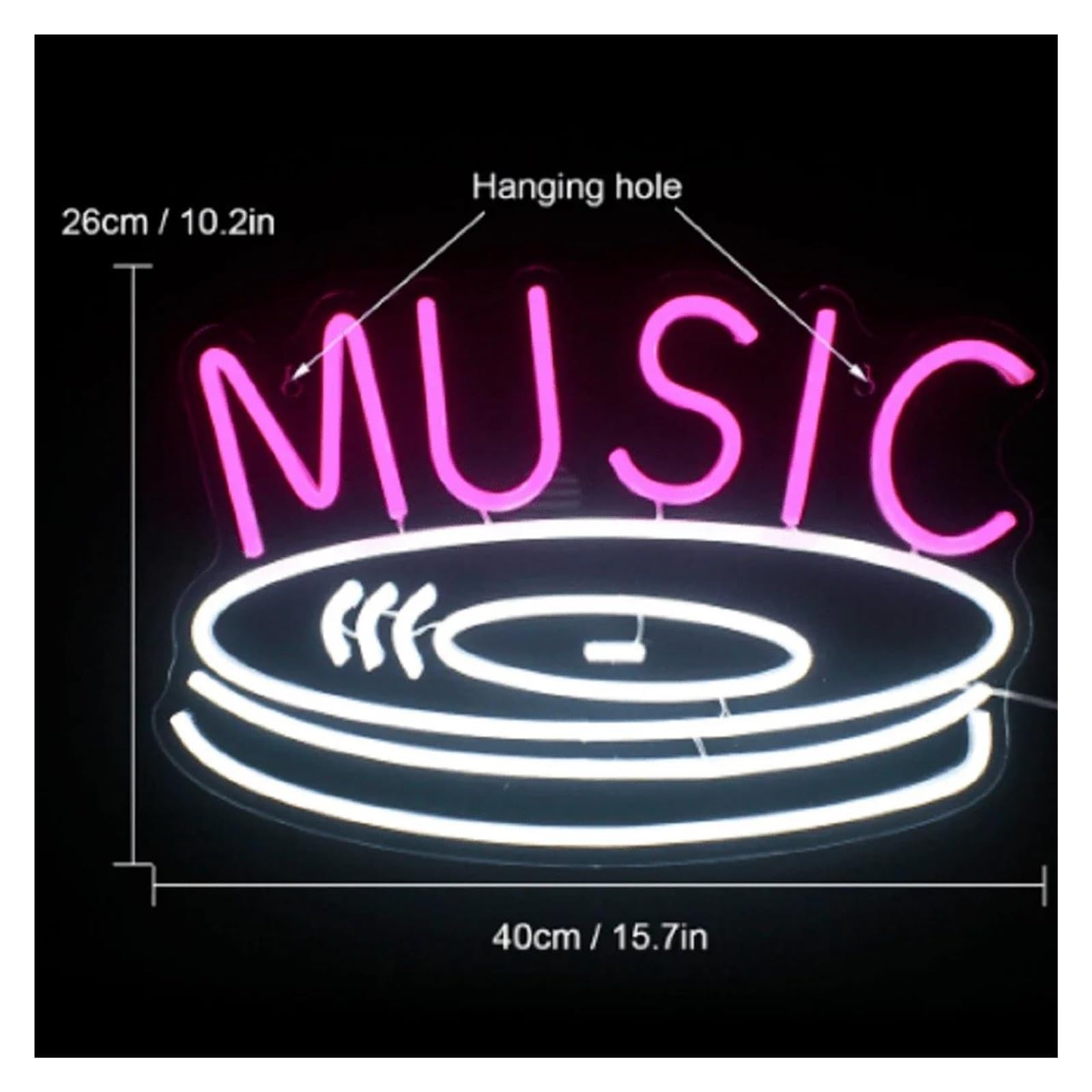 cartelli al neon personalizzati Insegne Luminose Al Neon A Dischi Musicali, Per Camera Da Letto, Studio, Negozio Di Dischi Dal Vivo, Decorazioni Per Feste, Alimentate USB 40cm×26cm