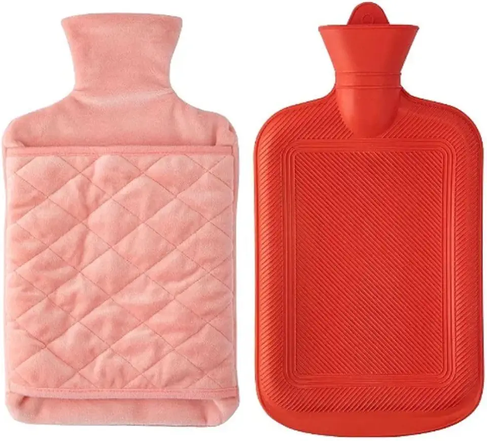Bolsa Térmica Compressa Água Quente Fria Borracha Com Capa de Pelucia Dor Cólica Dores Acabamento Premium (Rosa)