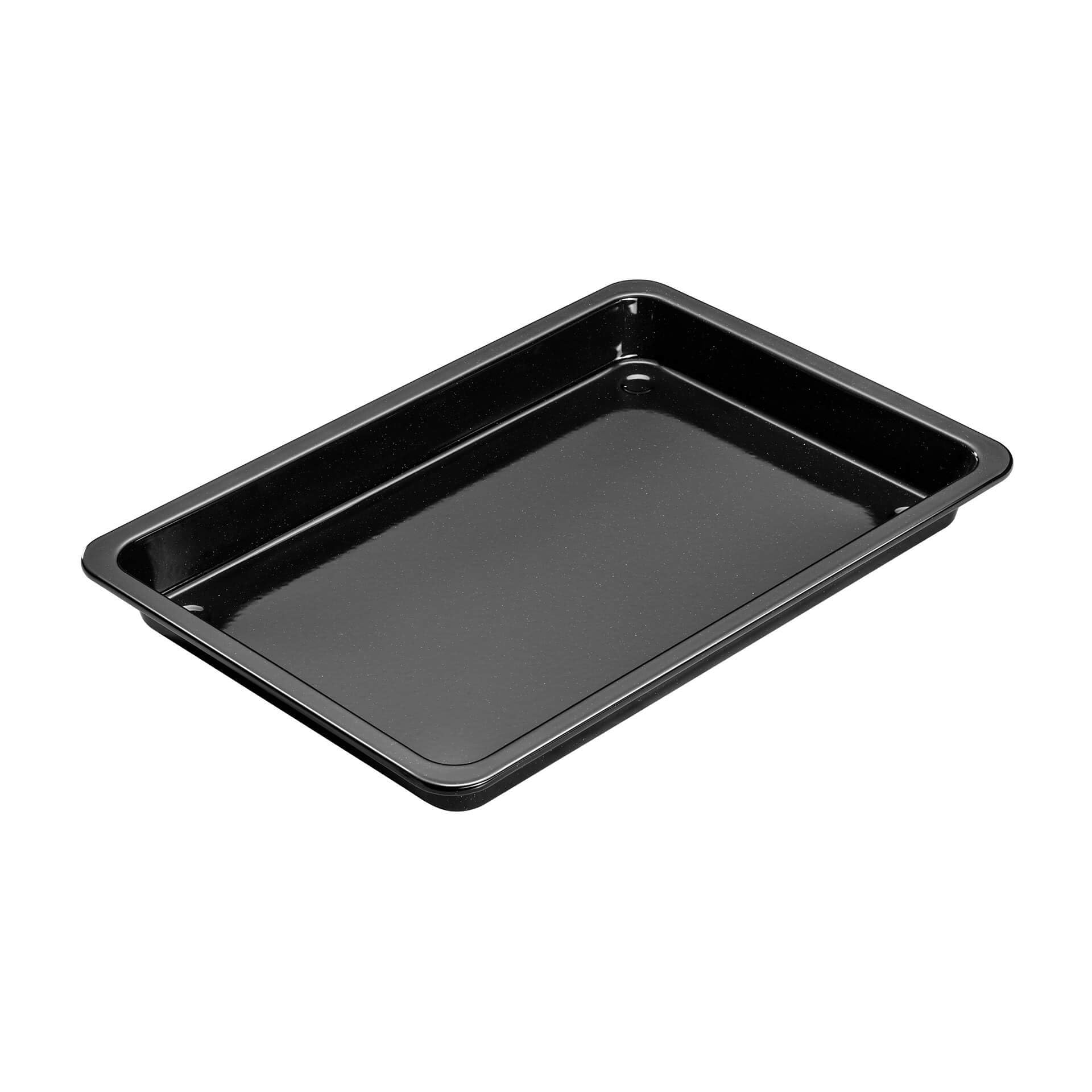 Dr. Oetker Backblech Emaille 42 x 29 cm BACK-IDEE, eckiges Pizzablech mit hoher Lebensdauer, für knusprige Pizza im Ofen, hitzebeständig & emailliert (Farbe: Schwarz), Menge: 1 Stück