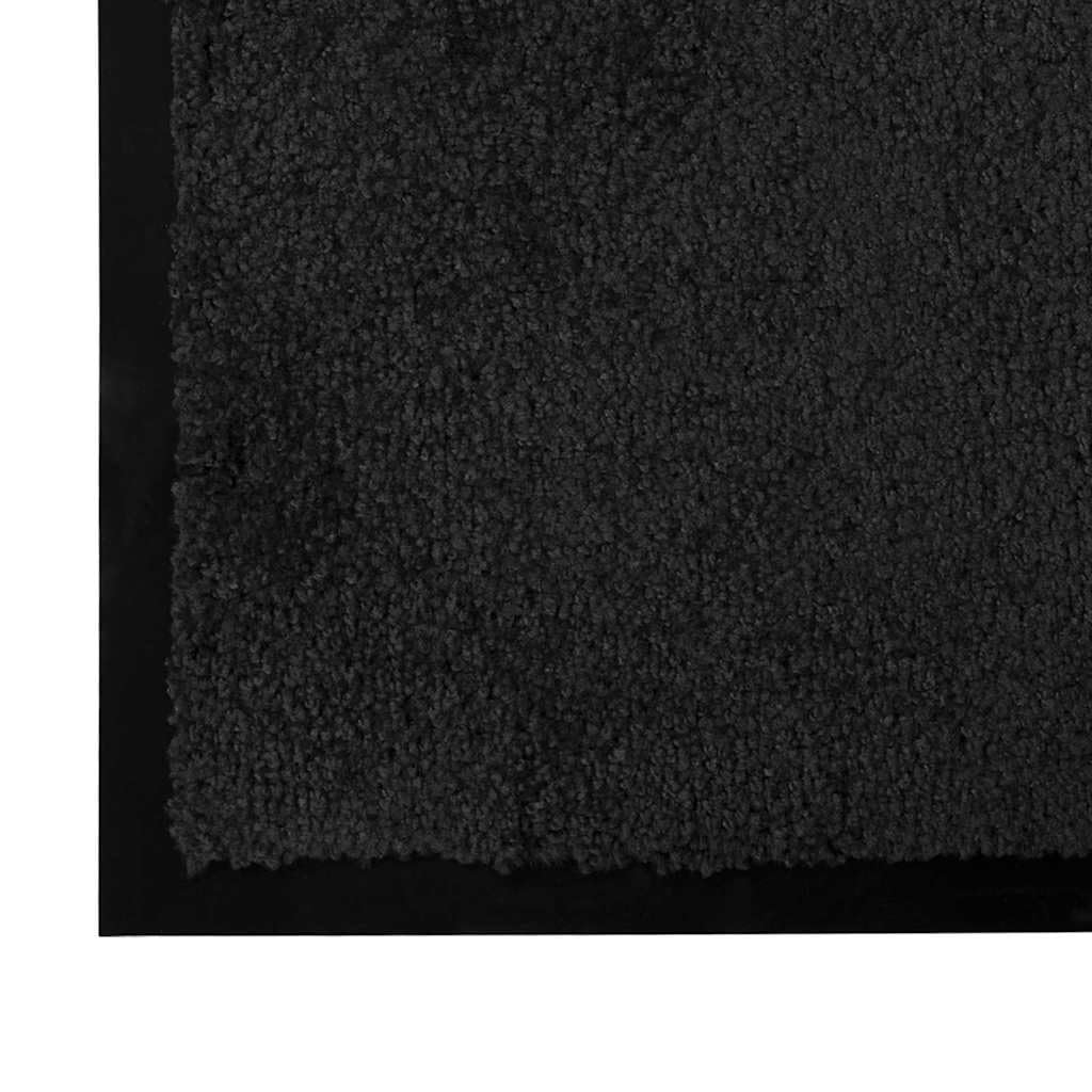 Czarny Dywanik Drzwiowy Teddy 60 x 40 x 1.2 cm, Miękki Plusz