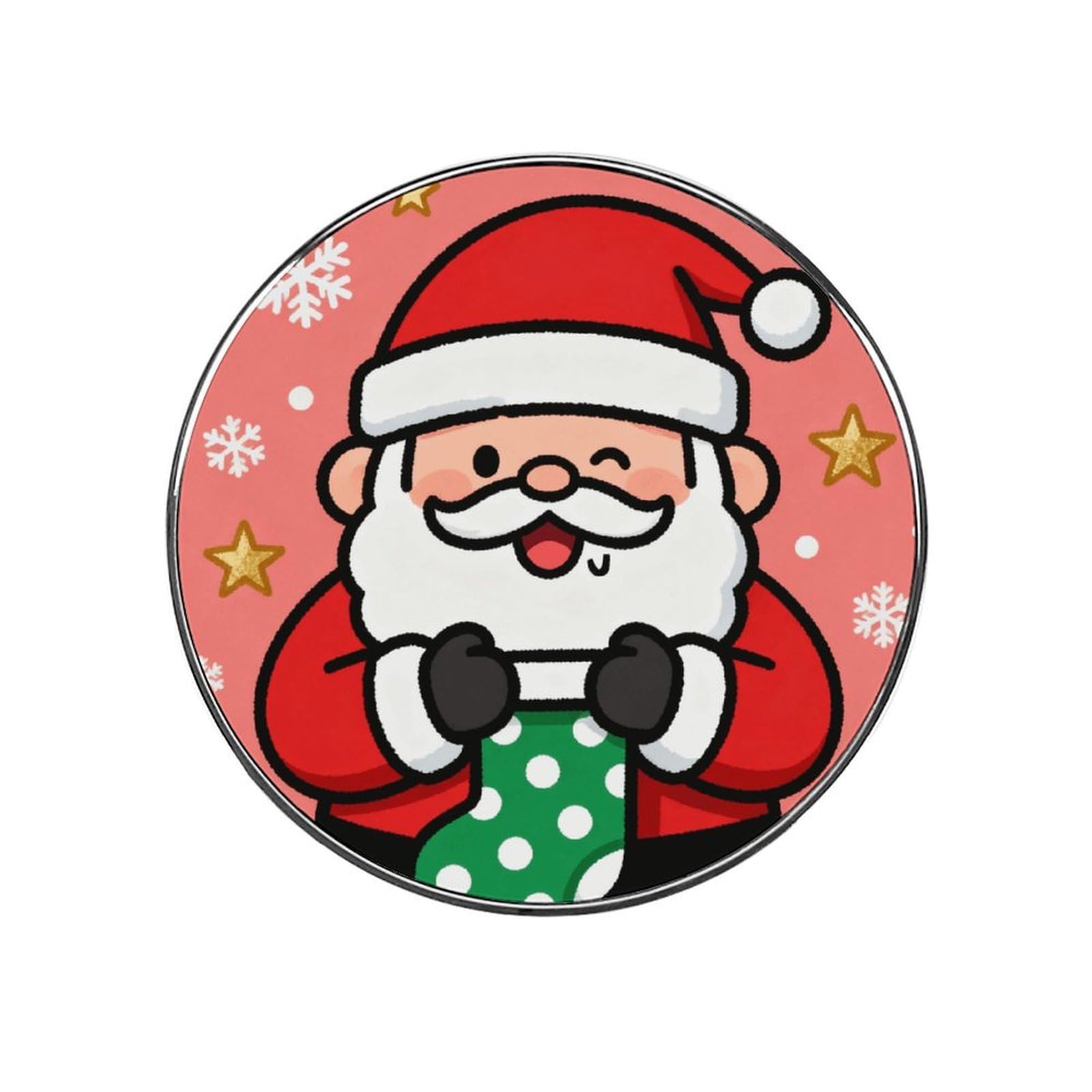 Cute Santa Claus Customizable Refrigerator Magnets, Strong Magnetic Fridge Stickers, Funny Round Decorative Fridge Magnets for Home Kitchen, Whiteboard, Locker, and Office