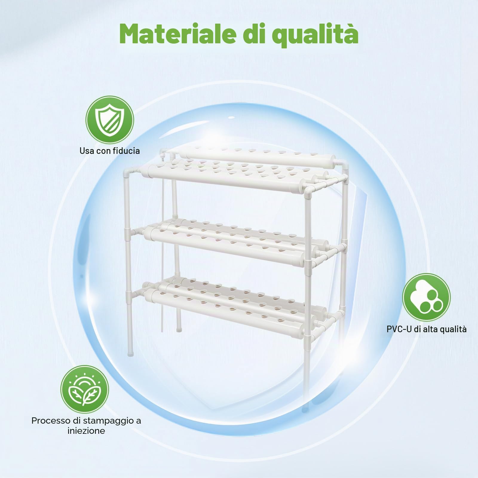 Futchoy Kit di Coltivazione Idroponica 108/90 Siti per Piante 3 Strati Piante Vegetali Giardino Cortile Terrazza, per casa, giardino e ufficio (99 Piante)