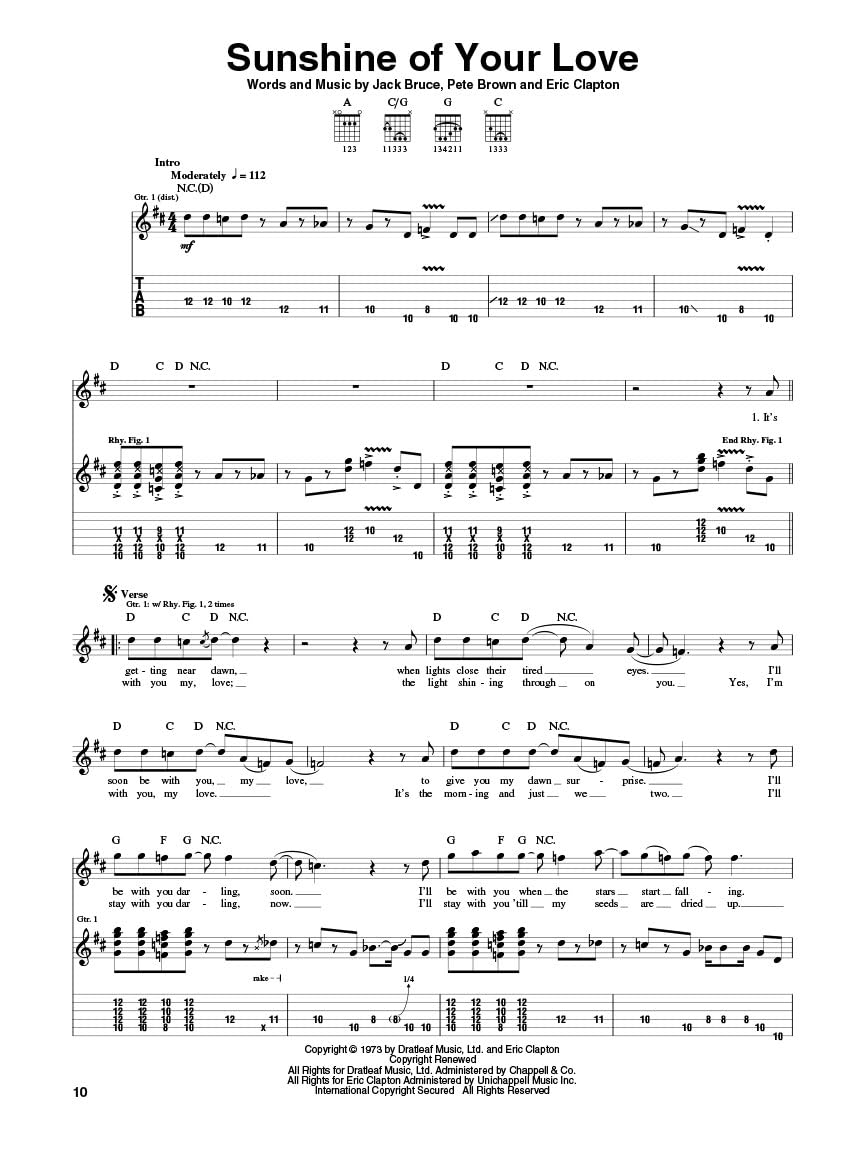 Complete Clapton note for note guitar tab.