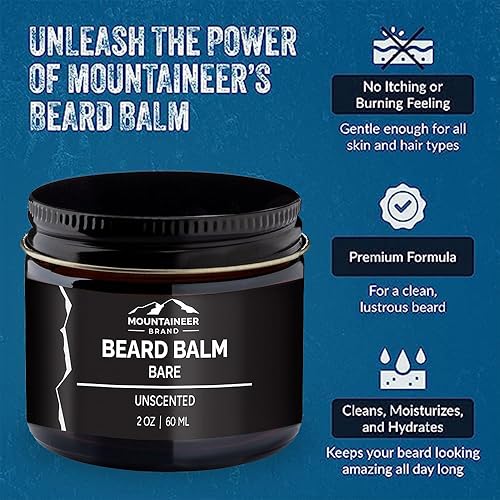 Miniatura 3 de Mountaineer Brand Bálsamo para barba para hombres  Acondicionador sin enjuague totalmente natural para hidratar la piel seca con picazón  La