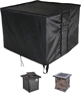 POMER Fire Pit Cover, Propane Firepit Cover Square 28inch Waterproof Ourdoor Fireplace Cover for Gas Fire Pit Table - 29x29x25inch