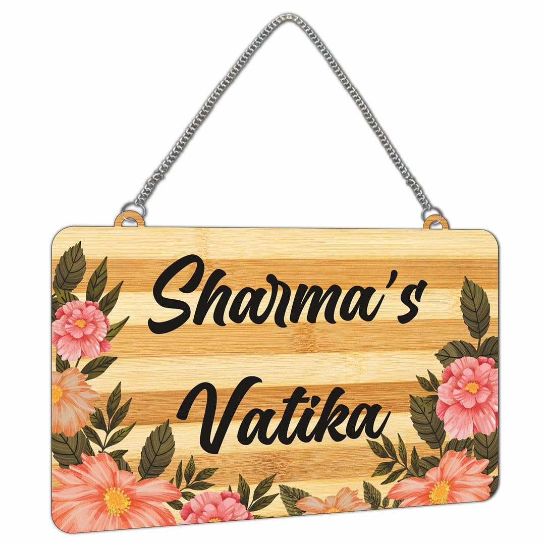 CVANU Customized Wooden Name Plate for Home Entrance Multicolour Size(10.5x18inch)_C1 — Amazon image 2